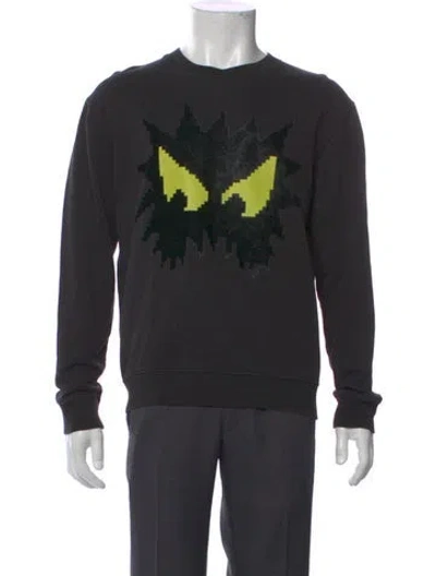 Pre-owned Mcq By Alexander Mcqueen Skull Graphic Print Polo Sweater In Black