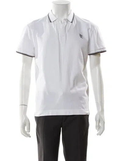 Pre-owned Mcq By Alexander Mcqueen Skull Striped Polo Shirt In White