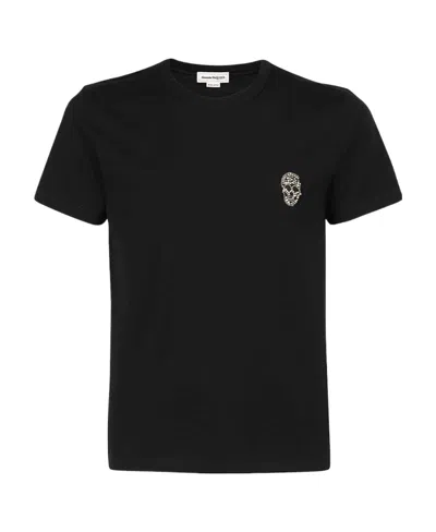 Mcq By Alexander Mcqueen Skull-studded Cotton T-shirt In Black