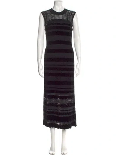 Pre-owned Mcq By Alexander Mcqueen Striped Long Dress In Black