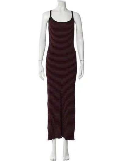 Pre-owned Mcq By Alexander Mcqueen Striped Long Dress In Burgundy