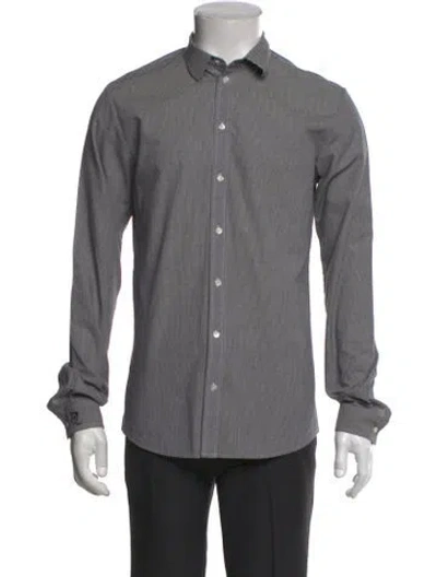 Pre-owned Mcq By Alexander Mcqueen Striped Long Sleeve Dress Shirt In Gray