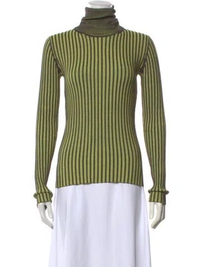 Pre-owned Mcq By Alexander Mcqueen Striped Turtleneck Sweater W/ Tags In Green