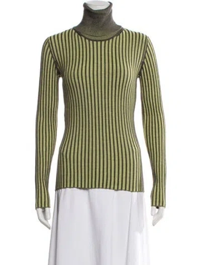 Pre-owned Mcq By Alexander Mcqueen Striped Turtleneck Sweater W/ Tags In Green