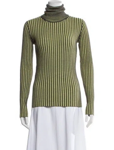 Pre-owned Mcq By Alexander Mcqueen Striped Turtleneck Sweater W/ Tags In Green