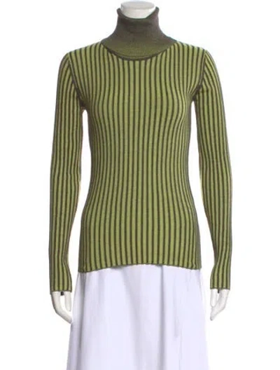 Pre-owned Mcq By Alexander Mcqueen Striped Turtleneck Sweater W/ Tags In Green/grey