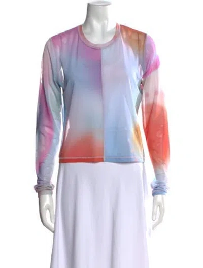 Pre-owned Mcq By Alexander Mcqueen Tie-dye Print Crew Neck Top In Blue