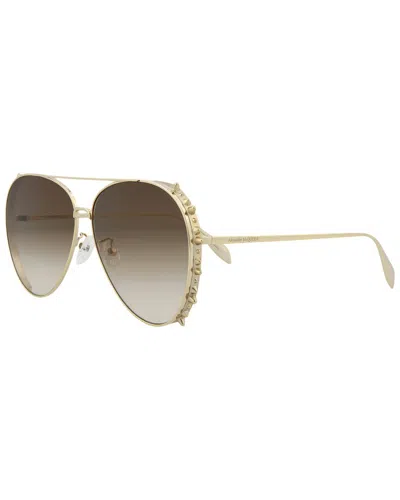 Mcq By Alexander Mcqueen Unisex 63mm Sunglasses In Gold