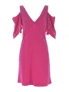 Mcq By Alexander Mcqueen Crepe Short Dress With Cut-out Shoulders In Fucsia