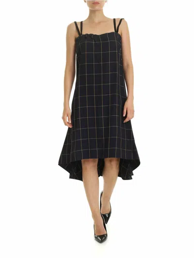 Mcq By Alexander Mcqueen Check Printed Dress In Blue In Azul