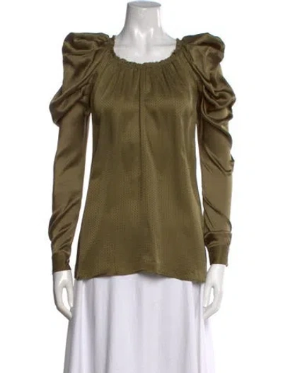 Pre-owned Mcq By Alexander Mcqueen Vintage Silk Blouse In Green