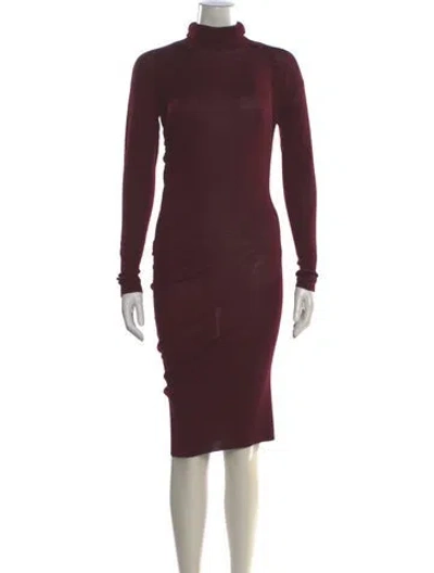 Pre-owned Mcq By Alexander Mcqueen Virgin Wool Midi Length Dress In Burgundy