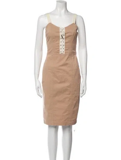Pre-owned Mcq By Alexander Mcqueen V-neck Knee-length Dress In Brown