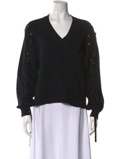 Pre-owned Mcq By Alexander Mcqueen V-neck Long Sleeve Sweatshirt In Black
