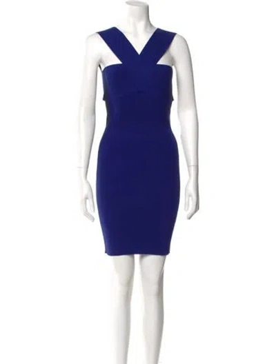 Pre-owned Mcq By Alexander Mcqueen V-neck Mini Dress In Blue