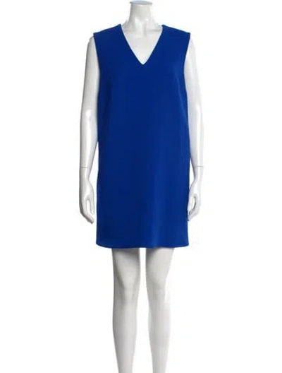 Pre-owned Mcq By Alexander Mcqueen V-neck Mini Dress In Blue
