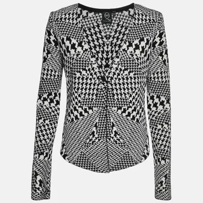 Pre-owned Mcq By Alexander Mcqueen White Houndstooth Knitted Button Cardigan L