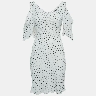 Pre-owned Mcq By Alexander Mcqueen White Polka Dot Print Chiffon Short Dress S