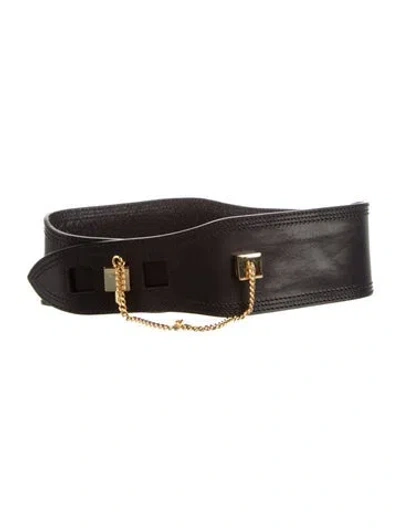 Pre-owned Mcq By Alexander Mcqueen Wide Leather Waist Belt In Black