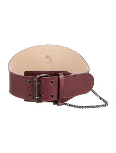 Pre-owned Mcq By Alexander Mcqueen Wide Leather Waist Belt In Burgundy