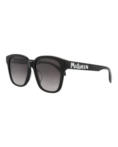 Pre-owned Mcq By Alexander Mcqueen Women's Mcq Alexander Mcqueen Alexander Mcqueen Square Rectangle Sunglasses In Black Black Grey (am0