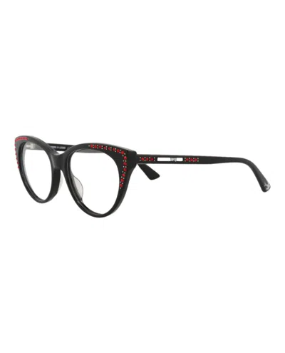 Pre-owned Mcq By Alexander Mcqueen Women's Mcq Alexander Mcqueen Cat Eye Optical Frames In Black Black Transparent (mq0153o/30006023/00
