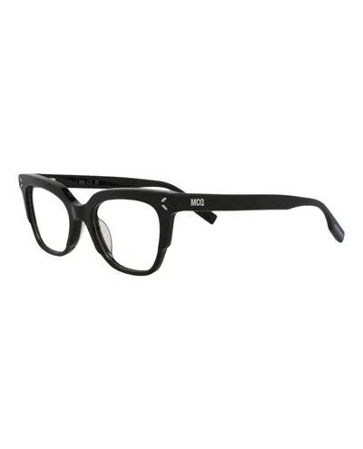 Pre-owned Mcq By Alexander Mcqueen Women's Mcq Alexander Mcqueen Cat Eye Optical Frames In Black Black Transparent (mq0366o/30013600/00