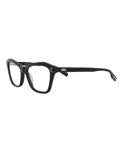 Pre-owned Mcq By Alexander Mcqueen Women's Mcq Alexander Mcqueen Cat Eye Optical Frames In Black Black Transparent (mq0388o/30014150/00