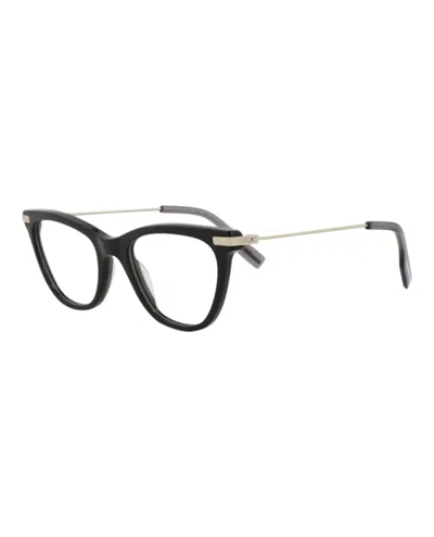 Pre-owned Mcq By Alexander Mcqueen Women's Mcq Alexander Mcqueen Cat Eye Optical Frames In Black Silver Transparent (mq0339o/30011569/0