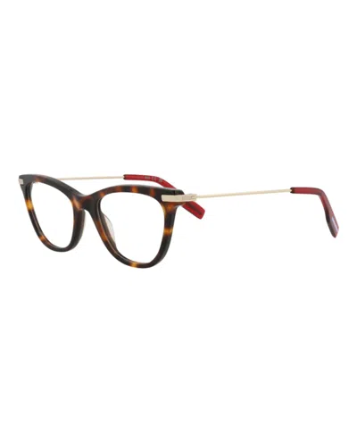 Pre-owned Mcq By Alexander Mcqueen Women's Mcq Alexander Mcqueen Cat Eye Optical Frames In Havana Gold Transparent (mq0339o/30011569/00