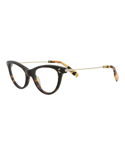 Pre-owned Mcq By Alexander Mcqueen Women's Mcq Alexander Mcqueen Cat Eye Optical Frames In Havana Gold Transparent (mq0356o/30012644/00