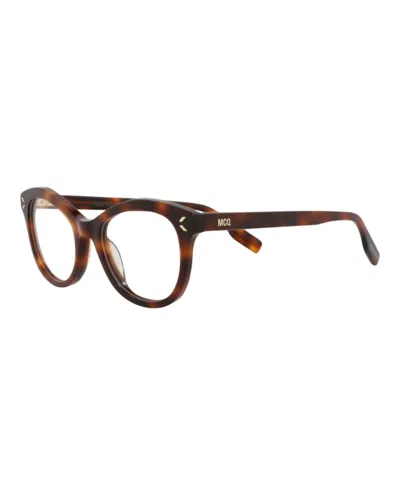 Pre-owned Mcq By Alexander Mcqueen Women's Mcq Alexander Mcqueen Cat Eye Optical Frames In Havana Havana Transparent (mq0330o/30011554/