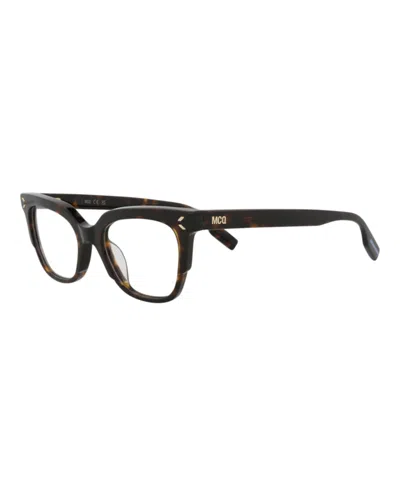 Pre-owned Mcq By Alexander Mcqueen Women's Mcq Alexander Mcqueen Cat Eye Optical Frames In Havana Havana Transparent (mq0366o/30013600/
