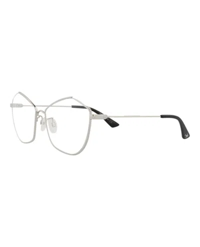 Pre-owned Mcq By Alexander Mcqueen Women's Mcq Alexander Mcqueen Cat Eye Optical Frames In Silver Silver Transparent (mq0262o/30008443/
