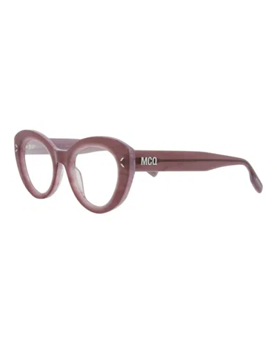 Pre-owned Mcq By Alexander Mcqueen Women's Mcq Alexander Mcqueen Cat Eye Optical Frames In Violet Violet Transparent (mq0364o/30013603/