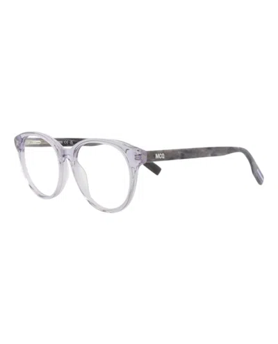 Pre-owned Mcq By Alexander Mcqueen Women's Mcq Alexander Mcqueen Round Oval Optical Frames In Grey Black Transparent (mq0308o/30010809/