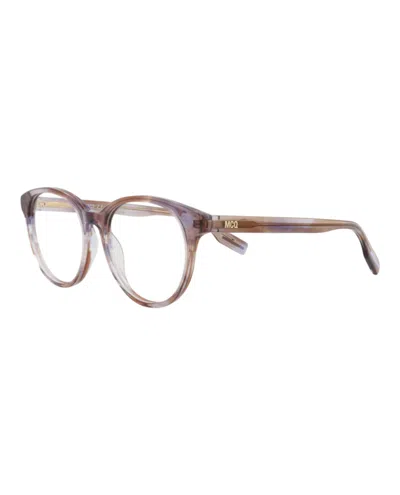 Pre-owned Mcq By Alexander Mcqueen Women's Mcq Alexander Mcqueen Round Oval Optical Frames In Havana Havana Transparent (mq0308o/300108