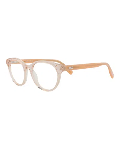 Pre-owned Mcq By Alexander Mcqueen Women's Mcq Alexander Mcqueen Round Oval Optical Frames In Nude Pink Transparent (mq0308o/30010809/0