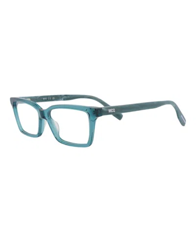 Pre-owned Mcq By Alexander Mcqueen Women's Mcq Alexander Mcqueen Square Rectangle Optical Frames In Blue Blue Transparent (mq0307o/3001
