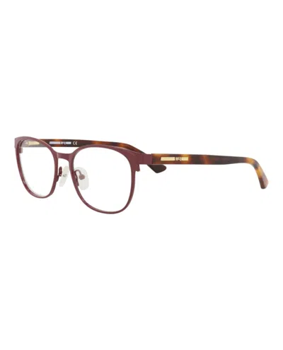 Pre-owned Mcq By Alexander Mcqueen Women's Mcq Alexander Mcqueen Square Rectangle Optical Frames In Burgundy Avana Transparent (mq0116o