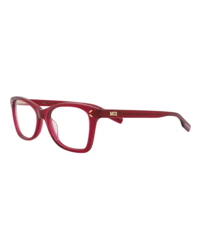 Pre-owned Mcq By Alexander Mcqueen Women's Mcq Alexander Mcqueen Square Rectangle Optical Frames In Burgundy Burgundy Transparent (mq03