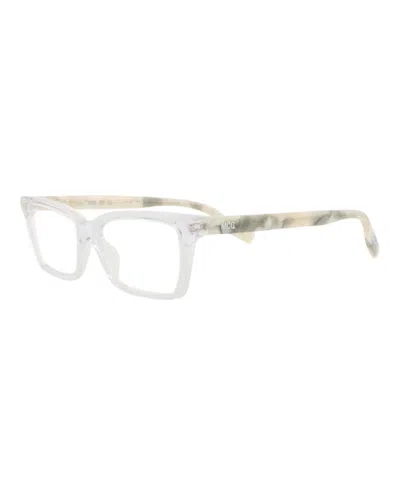 Pre-owned Mcq By Alexander Mcqueen Women's Mcq Alexander Mcqueen Square Rectangle Optical Frames In Crystal White Transparent (mq0307o/