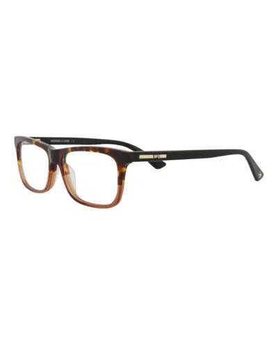 Pre-owned Mcq By Alexander Mcqueen Women's Mcq Alexander Mcqueen Square Rectangle Optical Frames In Havana Black Transparent (mq0298op/