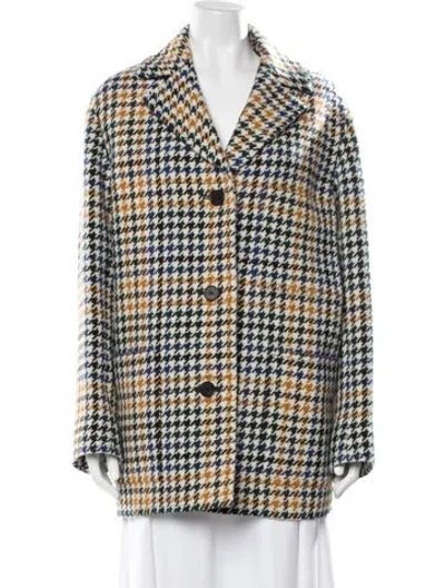 Pre-owned Mcq By Alexander Mcqueen Wool Houndstooth Print Jacket In Neutral