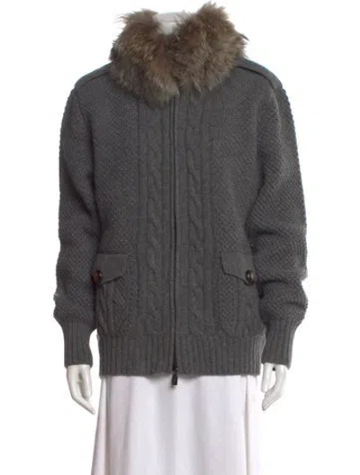 Pre-owned Mcq By Alexander Mcqueen Wool Open Front Sweater In Gray