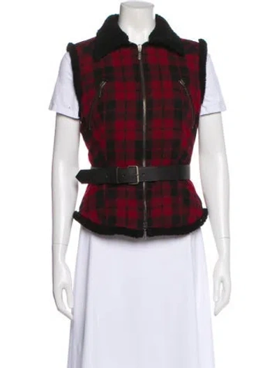 Pre-owned Mcq By Alexander Mcqueen Wool Plaid Print Vest In Red