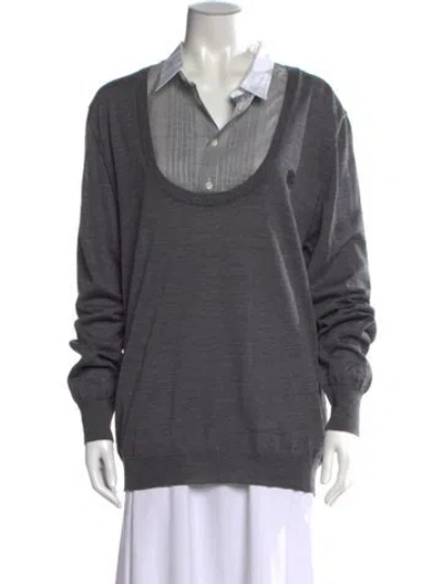 Pre-owned Mcq By Alexander Mcqueen Wool Scoop Neck Sweater In Gray