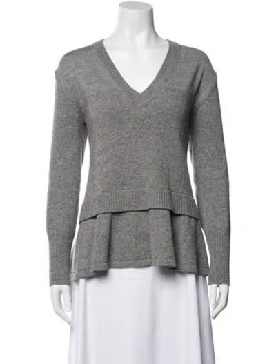 Pre-owned Mcq By Alexander Mcqueen Wool V-neck Sweater In Gray