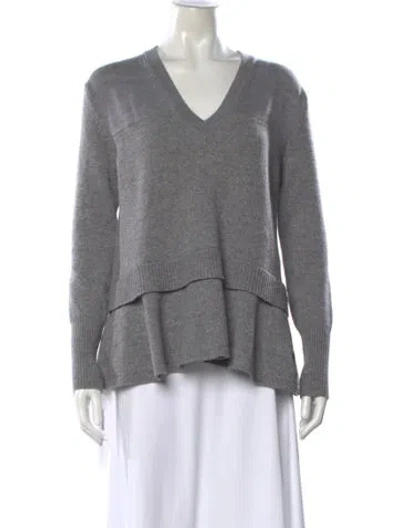Pre-owned Mcq By Alexander Mcqueen Wool V-neck Sweater In Gray