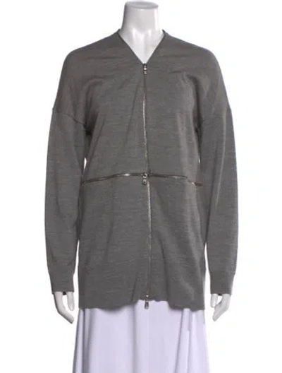 Pre-owned Mcq By Alexander Mcqueen Wool V-neck Sweater In Grey